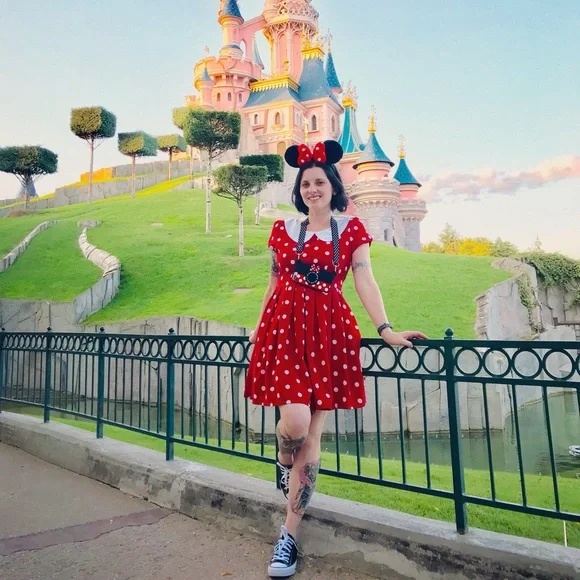 Bonne Chance Minnie Mouse Red Polka Dot Dress Disney - Picture 2 of 11